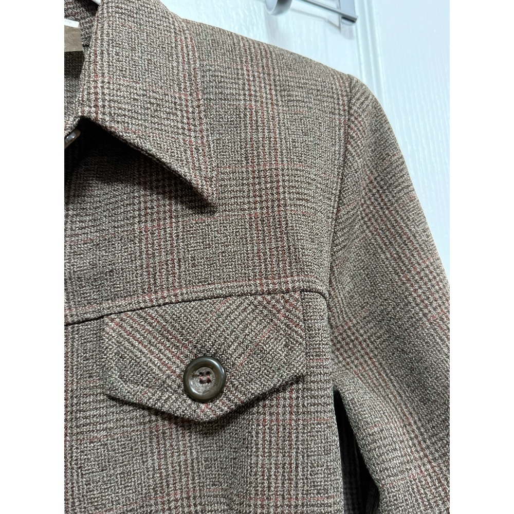 Vintage 90s Maggie Lawrence Plaid Button Up Shirt Jacket Women's M Brown Classic - Picture 13 of 16